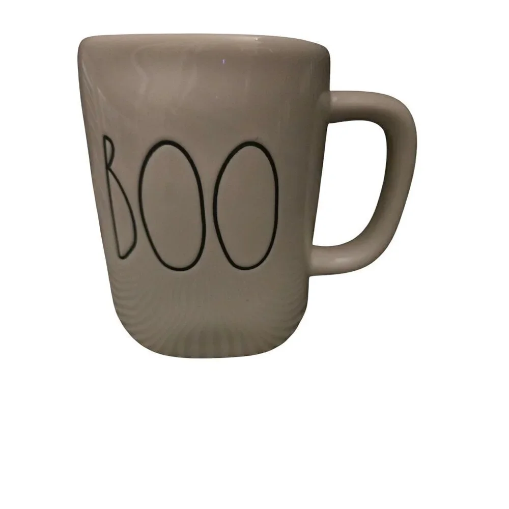 NWT Rae Dunn Halloween Boo Coffee Mug White Black Writing 2020